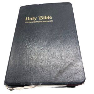 holy bible dictionary concordance king james version book black English READ